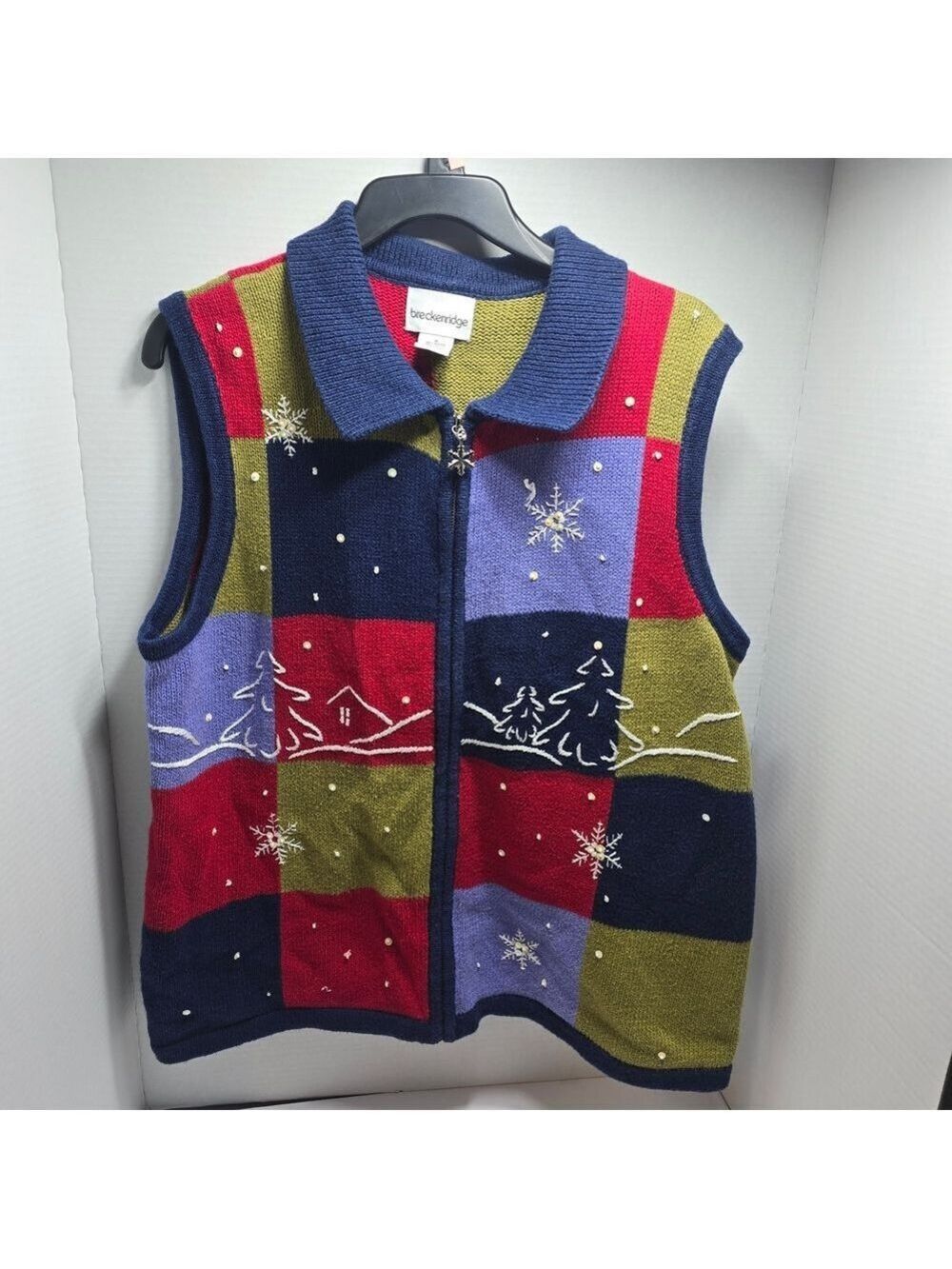 Breckenridge Colorful Patchwork Vest with Snowflake Design
